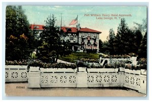 c1910s Port William Henry Hotel Approach, Lake George New York NY Postcard