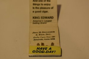 Jno. H. Swisher & Son Inc. King Edward Cigars Matchbook Cover