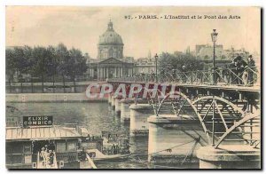 Old Postcard Paris Institute and the Pont des Arts Boat Elixir Combier