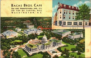 Bacas Bros Cafe Pennsylvania Ave Capitol Hill Washington Dc Linen Va Postcard 