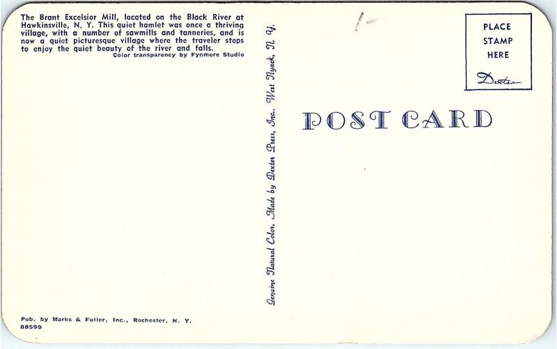 Postcard NY Hawkinsville Brant Excelsior Mill Black River I1