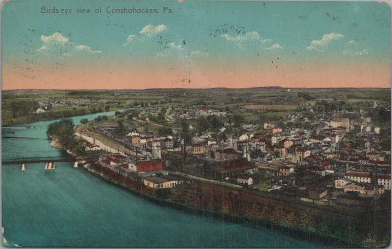 Postcard Bird's Eye View of  Conshohocken PA 1910