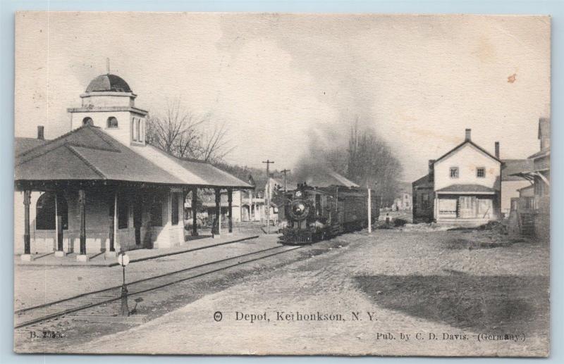 Postcard NY Kerhonkson O&W Railroad Depot Station RPO Cancel 1907 K20