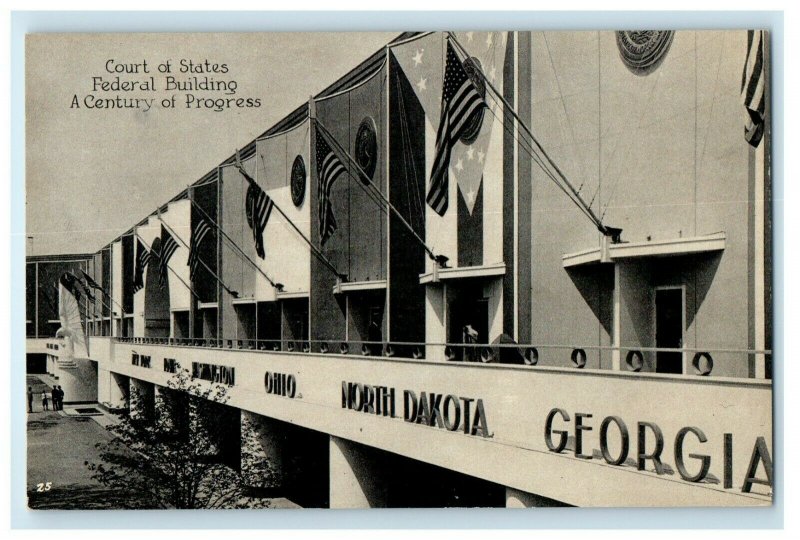 c1940's Court Of States Federal Building A Century Of Progress Vintage Postcard