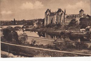 BF16278 bord de la sarthe  abbaye st pierre de solesmes france front/back image