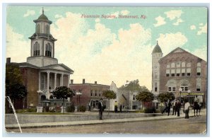 c1910's Fountain Square Roadside Somerset Kentucky KY Unposted Shops Postcard