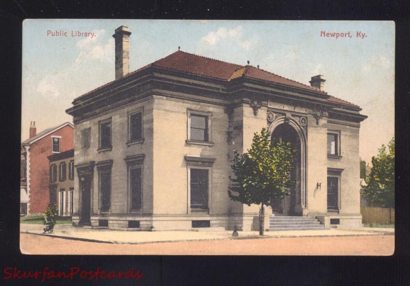 NEWPORT KENTUCKY PUBLIC LIBRARY BUILDING ANTIQUE VINTAGE POSTCARD 1908