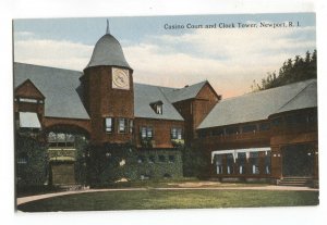 Postcard Casino Court and Clock Tower Newport RI Rhode Island