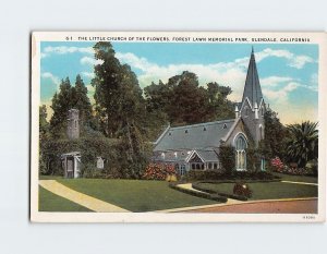 Postcard The Little Church Of The Flowers, Forest Lawn Memorial Park, CA