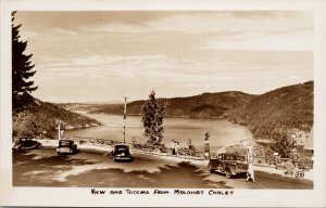 View and Totems from Malahat Chalet BC Vancouver Island Unused RPPC Postcard G63