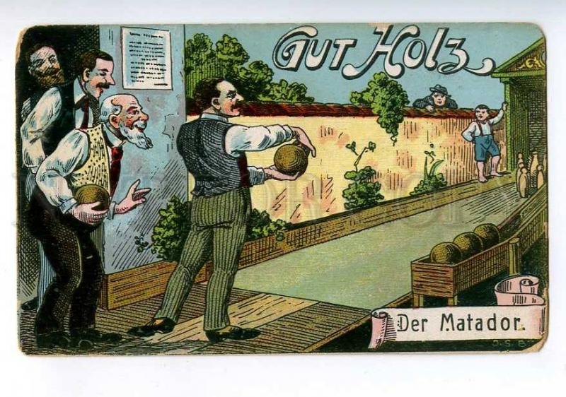 213932 GERMANY SPORT bowling Matador Vintage postcard