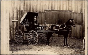 1912 KENEFIC OKLAHOMA RARE HORSE DRAWN CARRIAGE PHOTO RPPC POSTCARD 39-13