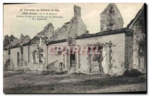 Old Postcard Army Invasion of the Barbarians in 1914 Houses Group brulees by ...