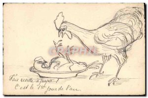 Postcard Fancy Old Hen (drawing hand)