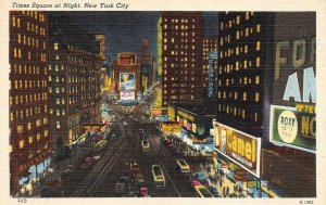 NEW YORK CITY, New York NY  TIMES SQUARE~Night View  CAMEL~ROXY SIGNS  Postcard
