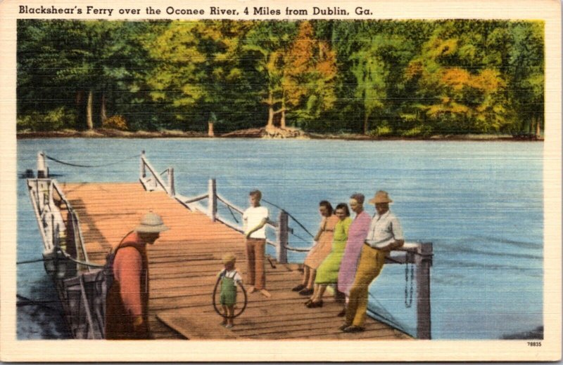 Linen PC Blackshear's Ferry over the Oconee River 4 miles from Dublin Georgia
