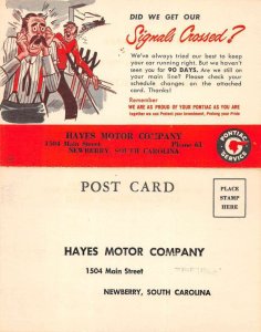 Newberry South Carolina Hayes Motor Co Pontiac Service Ad Fold Out PC AA39872