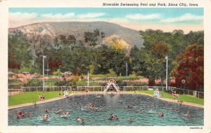 SIOUX CITY, IA Iowa  RIVERSIDE SWIMMING POOL & PARK  Roadside  c1940's Postcard