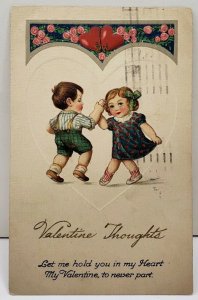 Valentine Thoughts Let me Hold You in My Heart Adorable Children '24 Postcard D3