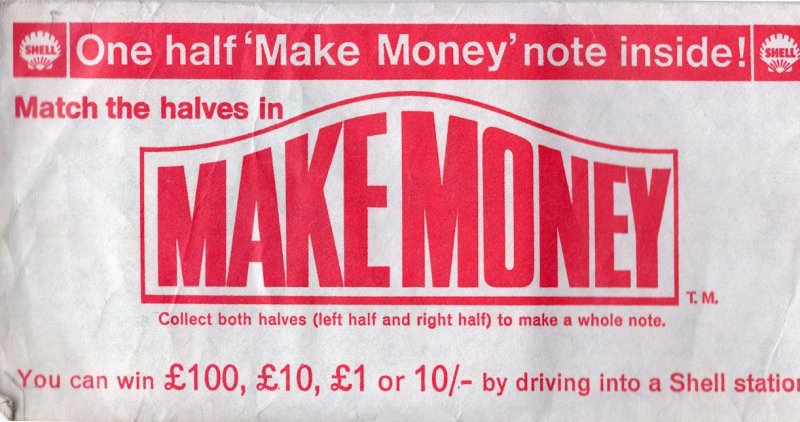 Shell Garage Petrol Make Money Note Vintage 1960s Advertising Ephemera