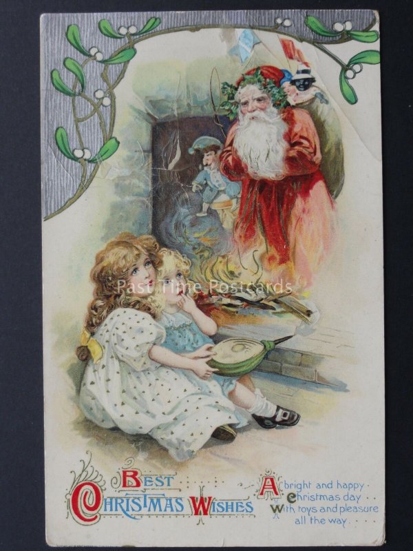 Christmas CHILDREN BY FIRE FATHER CHRISTMAS & MR PUNCH c1913 by Wildt & Kray