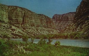 Vintage Postcard Green River Just Below Proposed Echo Park Dam Site Of Jones