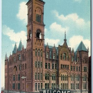 c1910s Omaha, NE City Hall Brick Building NICE Steampunk Steel Welcome Sign A205