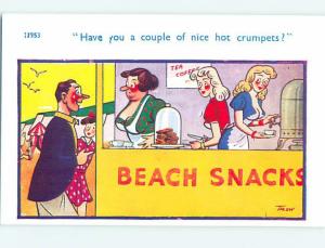 Bamforth risque signed SEXY GIRLS SERVING SNACKS AT THE BEACH HL3131