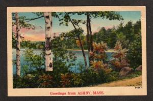 MA Greetings from ASHBY MASS Postcard Linen PC