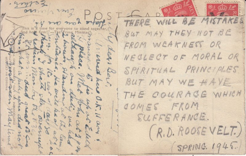 President Roosevelt postcard c.1945