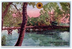 1910 Little Arkansas River Exterior Streetcar Wichita Kansas KS Vintage Postcard