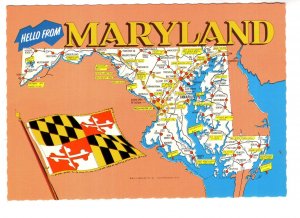 Hello from Maryland, Pictorial Map, State Flag