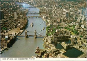 postcard UK England - London Bridge, Tower Bridge, Cannon Street Railway