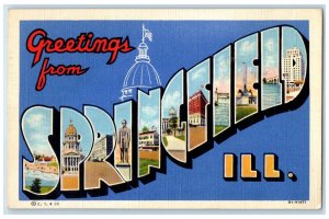 1941 Greetings From Lincoln Home Court Springfield Illinois Big Letters Postcard