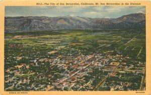 California San Bernardino Aerial View of City Western Teich Postcard 22-9481