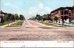 Postcard MO Kansas City - Benton Boulevard at 12th Street