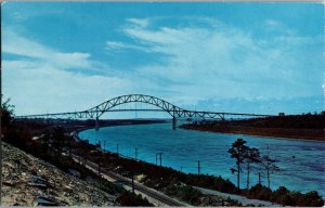 SAGAMORE BRIDGE OVER THE CAPE COD CANAL MA Vintage Postcard JF2