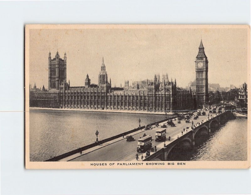 Postcard Houses of Parliament Showing Big Ben, London, England