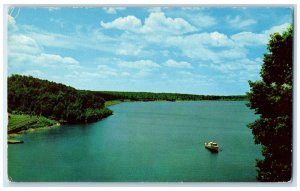 1961 Quabbin Reservoir West Springfield Massachusetts MA, Boat Vintage Postcard