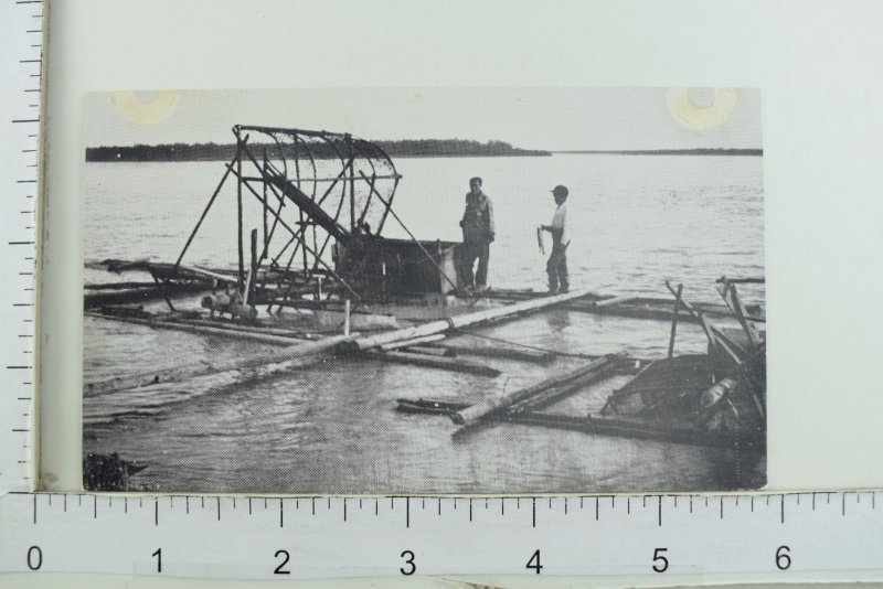 Vintage Fishwheels on the Yukon River, Fort Yukon, Alaska Postcard P47 