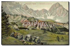 Old Postcard Militaria Alpine Hunters combat maneuvers