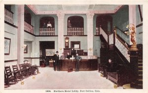 J6/ Fort Collins Colorado Postcard c1910 Northern Hotel Lobby Interior Men 14