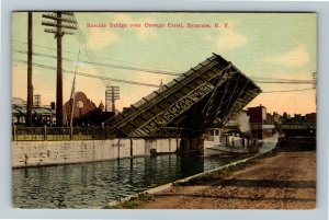 Syracuse NY-New York, Bascule Bridge Over Oswego Canal, Vintage c1910 Postcard