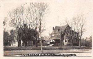 Topeka Kansas Grace Cathedral & Deanery B/W Photo Vintage Postcard U4905