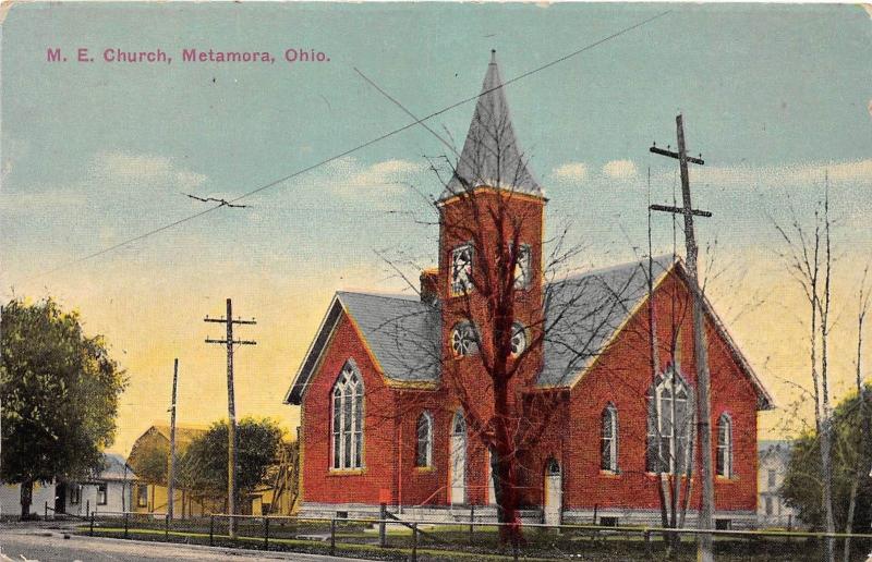 C79/ Metamora Ohio Postcard  c1910 M.E. Church Building