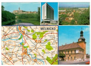 Czechoslovakia 1980 Unused Postcard View of Town Melnik Map Castle Church