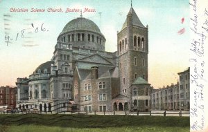 Vintage Postcard 1906 Christian Science Parish Church Boston Massachusetts MA