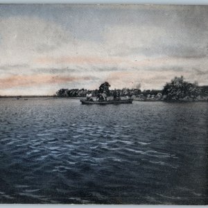 c1908 UDB Clear Lake, SD Stony Point Boating Fishing Sunset CT Co Postcard A189