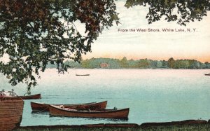 White Lake NY-New York, The West Shore Boats At Rest Row Boats, Vintage Postcard