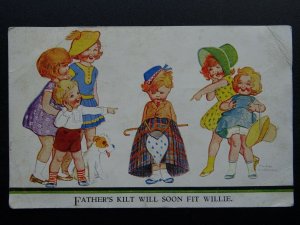 Scotland FATHER'S KILT WILL SOON FIT WILLIE Madge Wilkinson Comic - Old Postcard